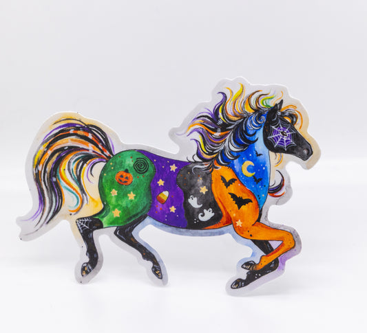 Spooky Patchwork Pony Vinyl Sticker 4”