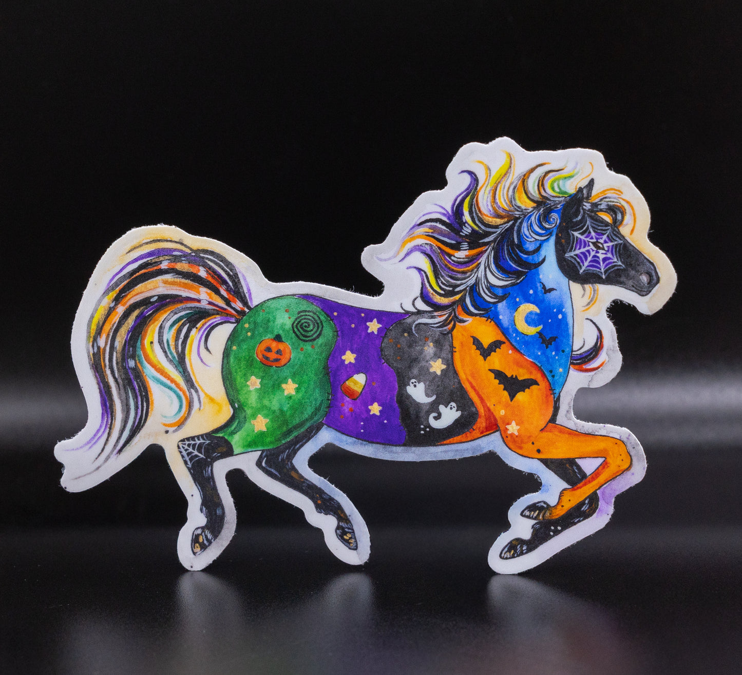 Spooky Patchwork Pony Vinyl Sticker 4”